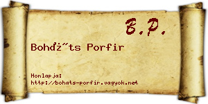 Boháts Porfir névjegykártya